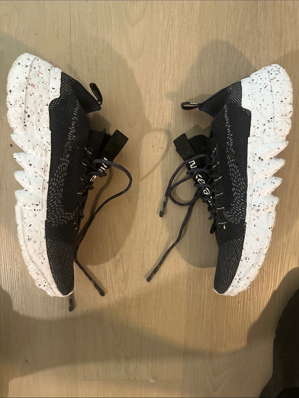 Nike Black Knit Athletic Shoes with White Speckled Sole